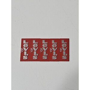 Vintage Levis red tab Logo Metal Emblem lot Of 5 Advertisement Decal Americana